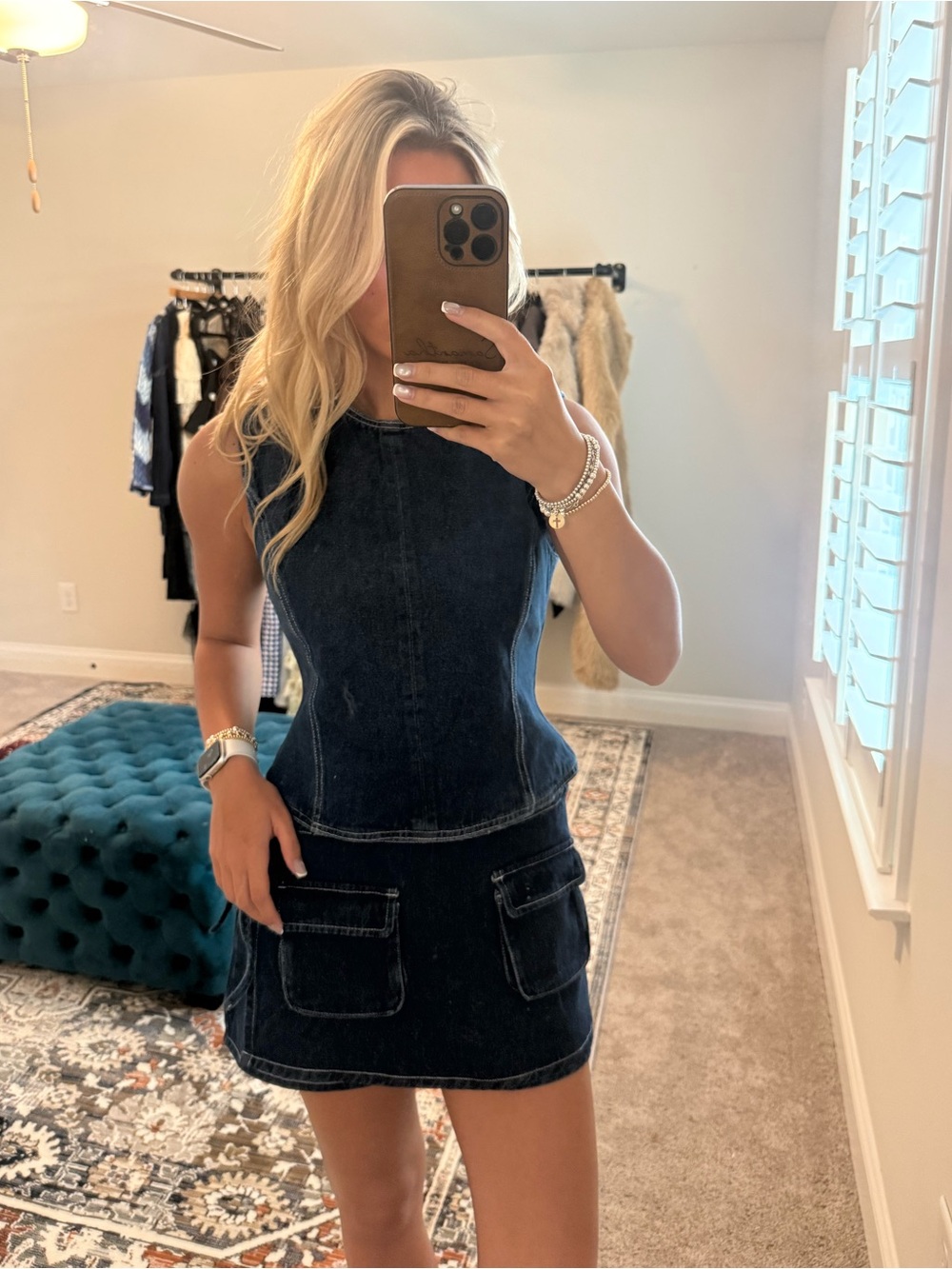 Lioness Dark Blue Denim Matching Skort Set - Picture 2 of 4